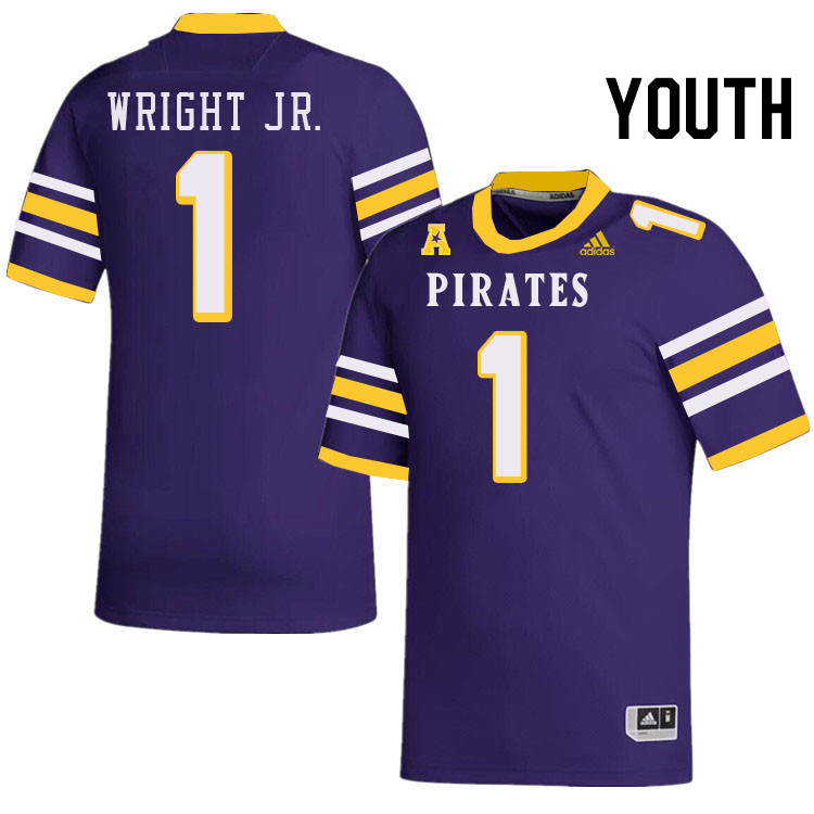 Youth #1 Winston Wright Jr. ECU Pirates College Football Jerseys Stitched-Throwback